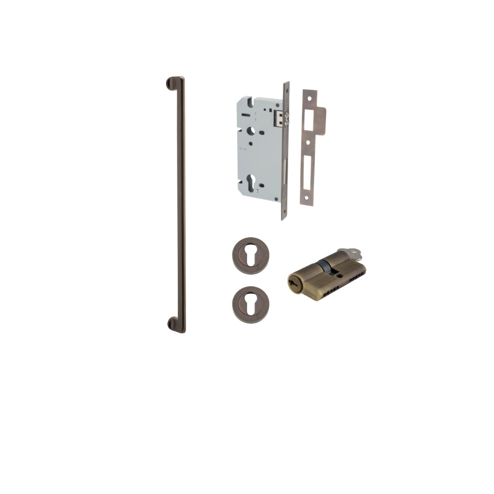 Pull Handle Baltimore Signature Brass L635xW13xP64mm BP35mm CTC600mm Entrance Kit, Mortice Lock Roller Euro Signature Brass CTC85mm Backset 60mm, Euro Cylinder Dual Function 5 Pin Signature Brass L65mm KA1, Escutcheon Euro Concealed Fix Round Pair … in Signature Brass