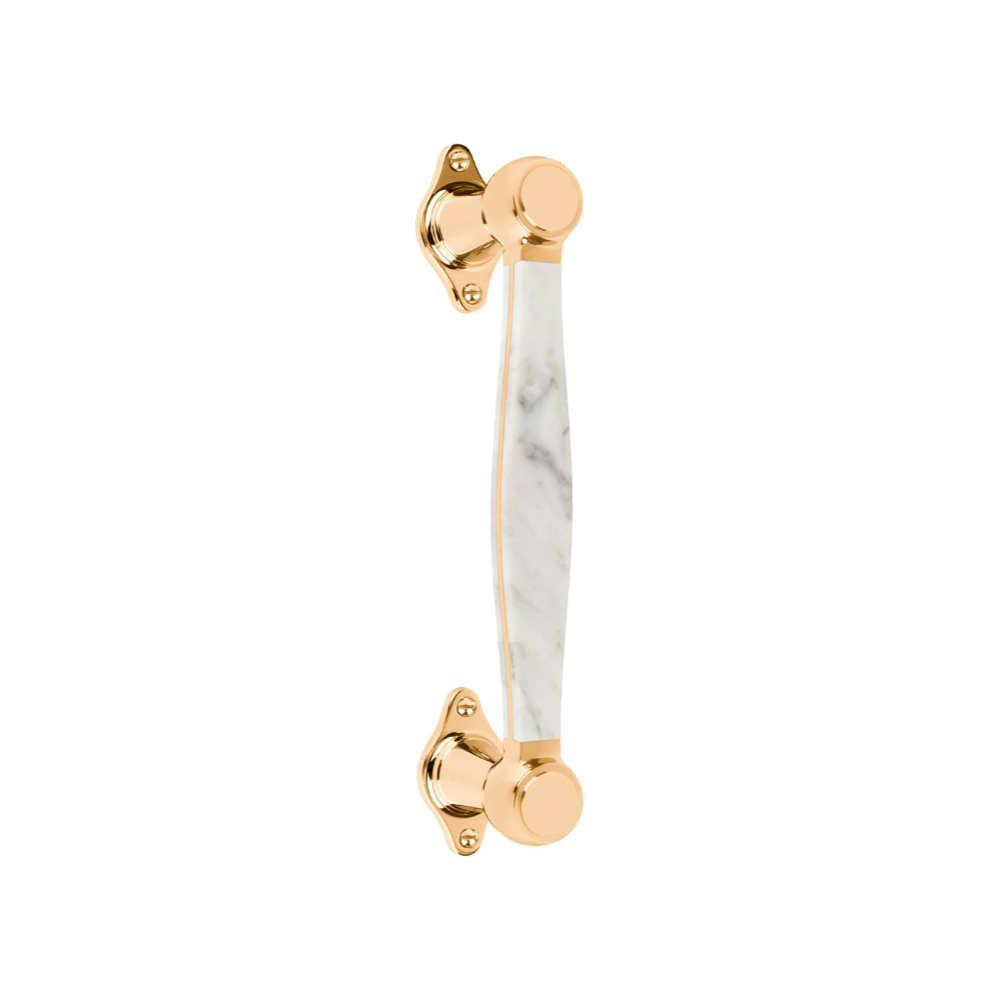 BOSCO LZ185MA pull handle brass unlacquered / Carrara marble in Brass Unlacquered / Carrara Marble