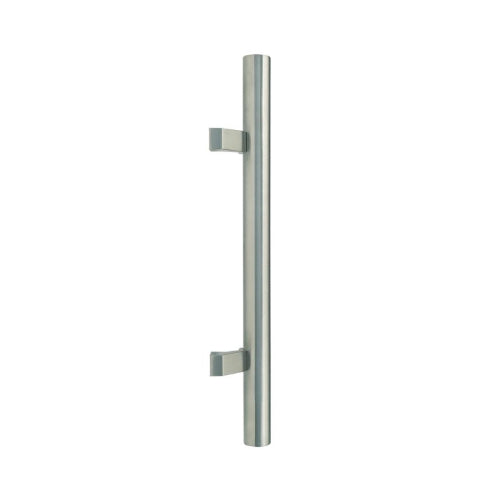 Round Offset Pull Handle, 600mm (400mm Crs) - Rear Fix in Satin Stainless