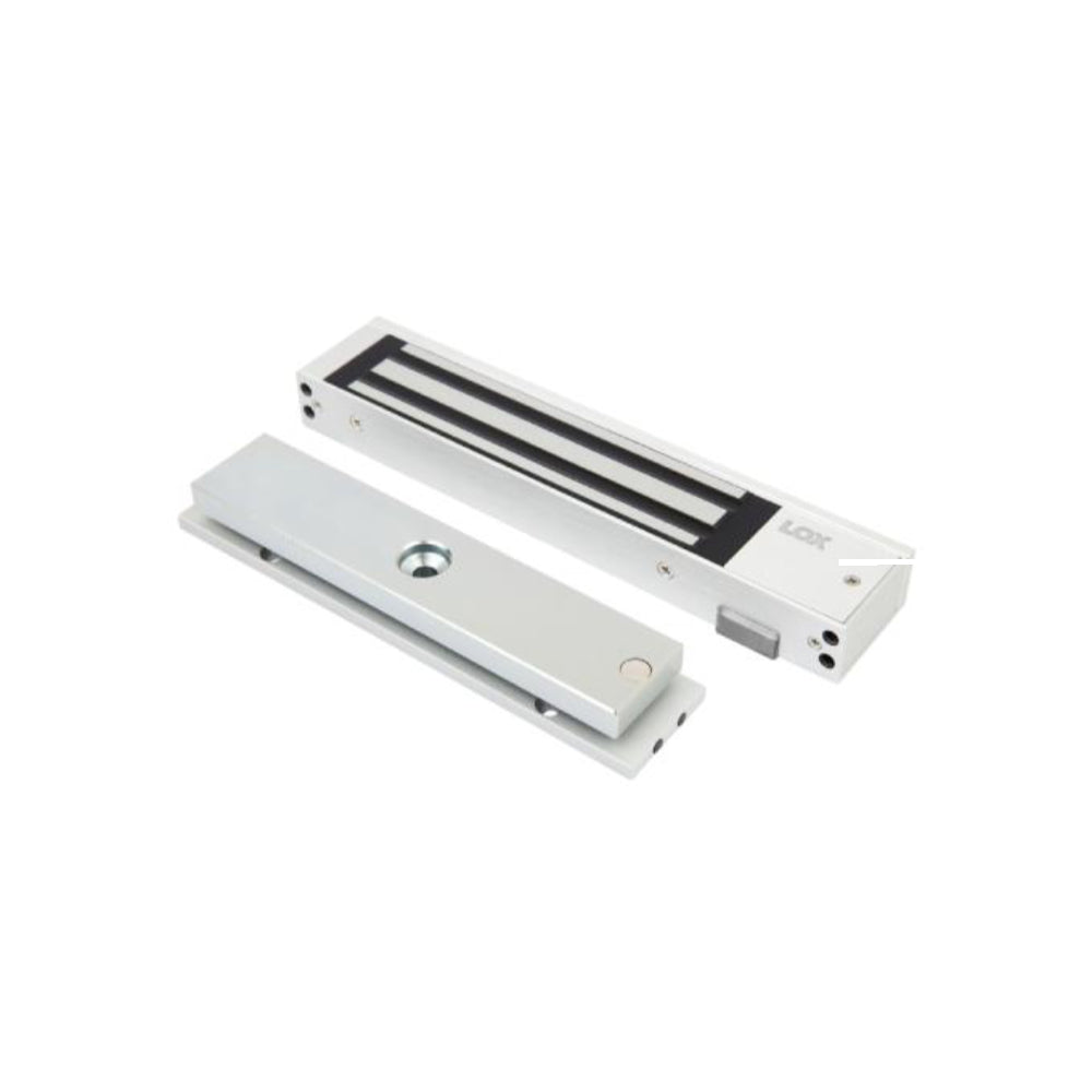 LOX 3500 SERIES SLIMLINE ELEC SINGLE MAG LOCK, 12/24V, Slimline Electro-Magnetic Lock To Suit Single Door, Surface Mounted, Holding Force 280kg. Mag Body Size 238L x 48W x 25D (Monitored) in Silver