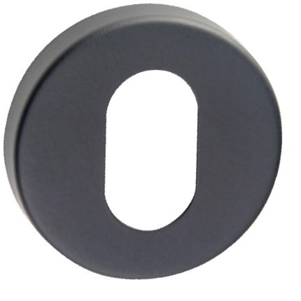 Cylinder Escutcheon, Round, Oval Punch, Stainless Steel, Ø52mm Two part 'A' type concealed fix. (Each) in Black Teflon