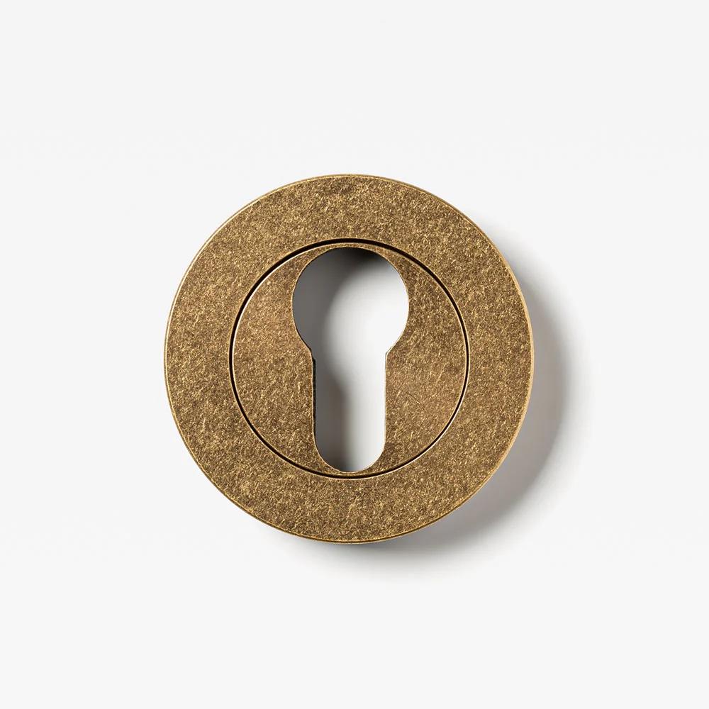 Lo & Co Round Euro Cylinder Escutcheon in brushed bronze, showcasing a sleek architectural hardware design for security and style.