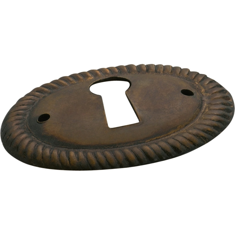 Cupboard Escutcheon Oval Rope Antique Brass H30XW40mm in Antique Brass