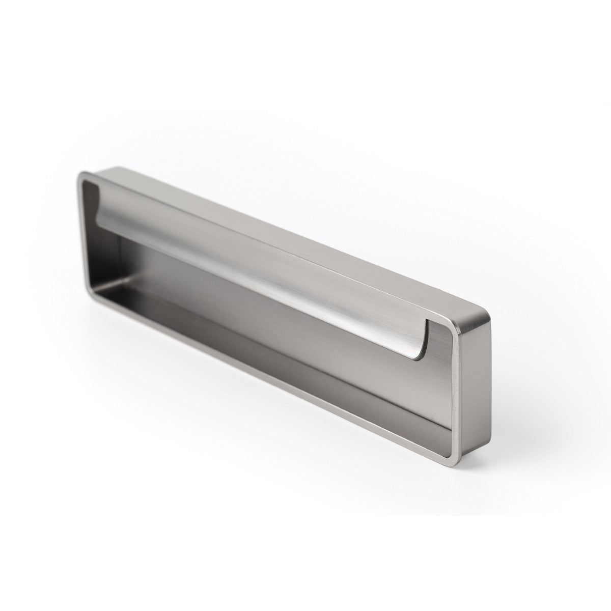 Momo FOLD flush pull handle in brown finish, showing sleek modern design suitable for cabinets or furniture.