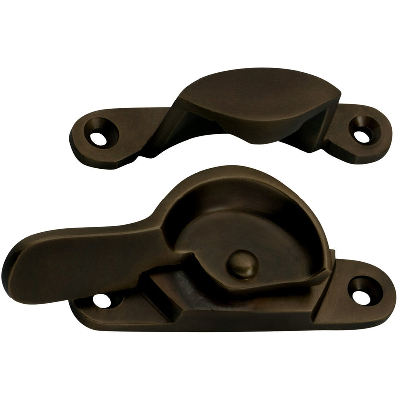 Sash Fastener Narrow Antique Brass L69xW17mm in Antique Brass