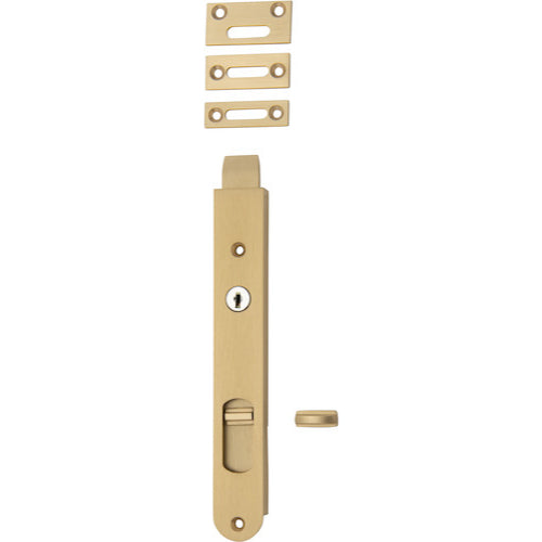Iver Locking Flush Bolt in architectural hardware, showing a sleek metal bolt for door security and functionality.