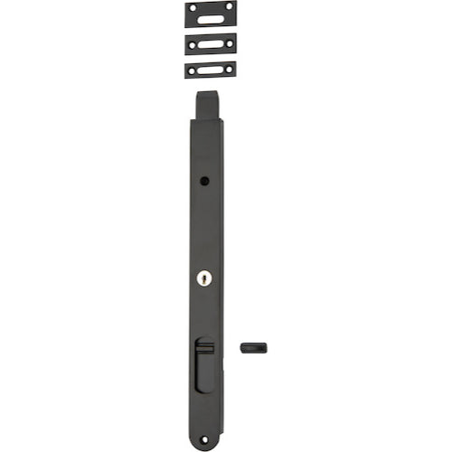 Iver Locking Flush Bolt in architectural hardware, showing a sleek metal bolt used for door security and flush installation.