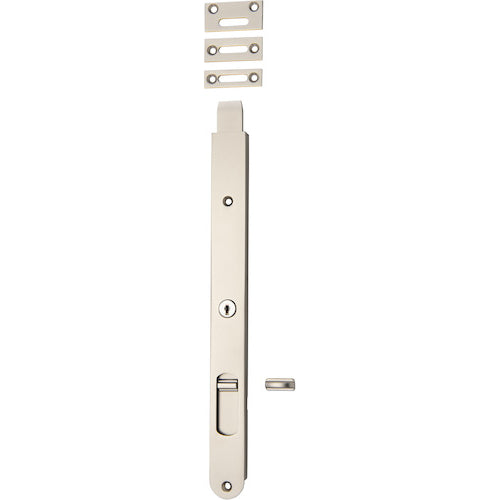 Iver Locking Flush Bolt installed on a door, showcasing durable architectural hardware with a sleek, flush design for secure door fastening.