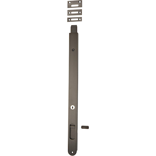 Iver Locking Flush Bolt in architectural hardware finishes, showing the sleek, flush-mounted design with locking functionality.