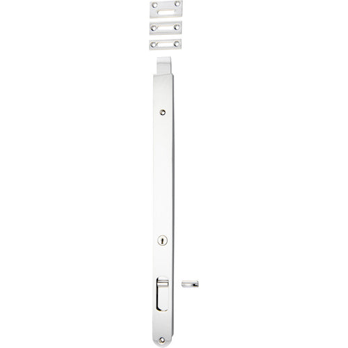 Iver Locking Flush Bolt installed on a door, showcasing its sleek architectural hardware design and durable metal finish.