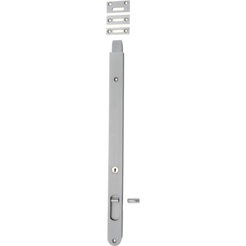 Iver Locking Flush Bolt installed on a door, showcasing sleek architectural hardware with a polished metal finish.