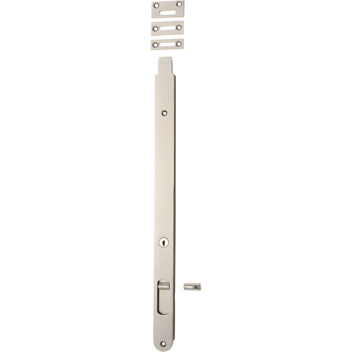 Iver Locking Flush Bolt installed on a door, showcasing sleek architectural hardware with a polished metal finish.