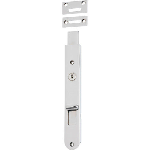 Iver locking flush bolt installed on a door, showcasing sleek architectural hardware for secure and flush door closure.