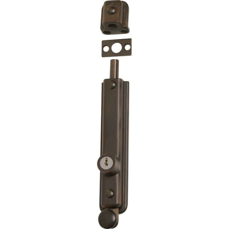 Surface Bolt Locking Zinc Alloy Antique Brass H150xW32xP35mm in Antique Brass