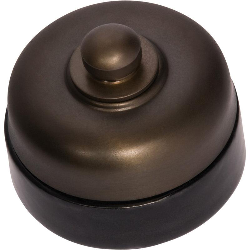 Fan Controller Black Porcelain Base Antique Brass D60xP48mm in Antique Brass/ Black