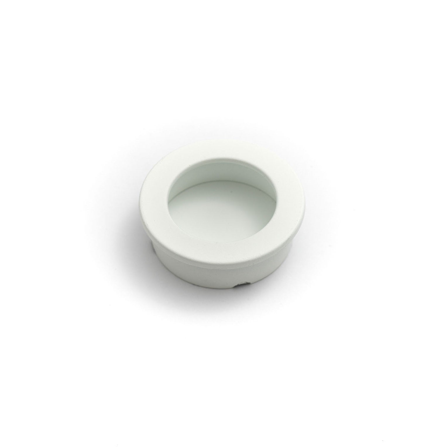 Castella Sliding Door Round Dune Flush Pull 40mm in Matt White