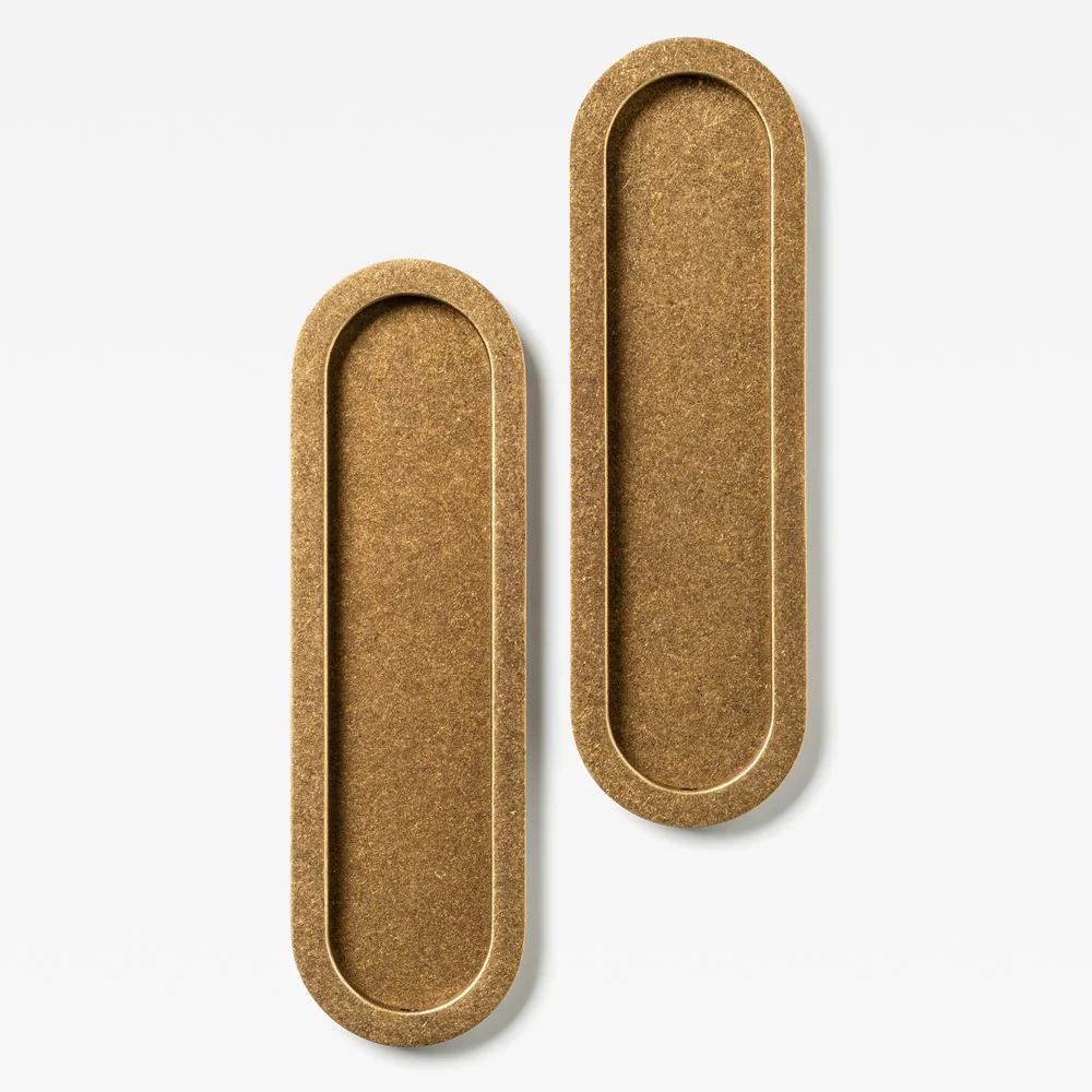Oval Flush Pull Tumbled Brass (mid-late 2025) 220mm Set in Tumbled Brass