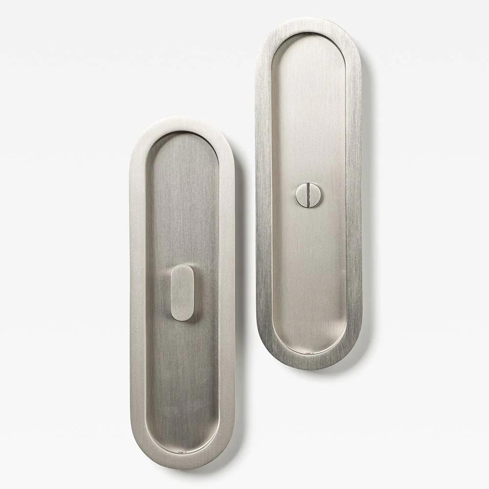 Oval Flush Pull Privacy Nickel 220mm Set in Nickel