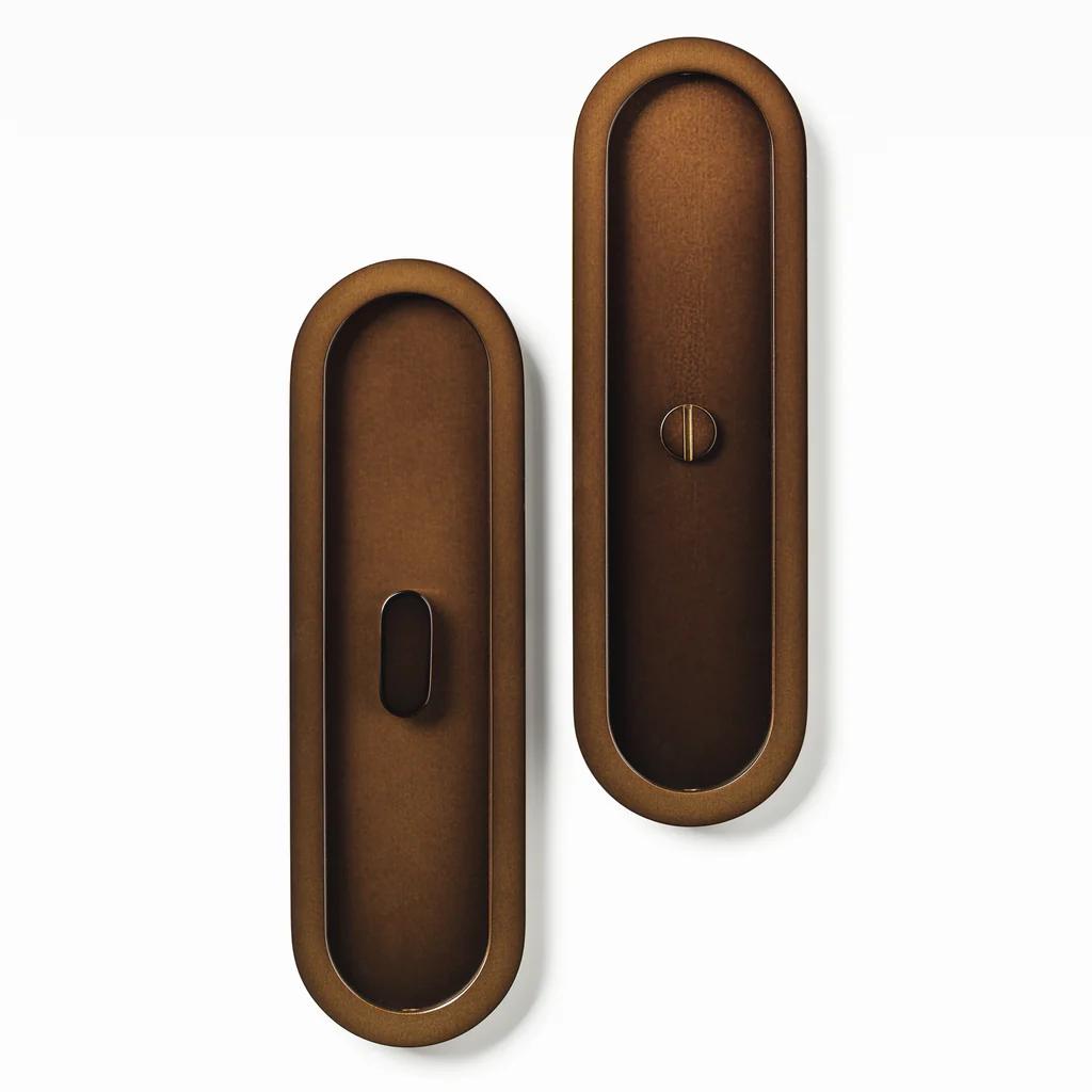 Lo & Co Oval Flush Pull - Privacy Set - Bronze in Bronze