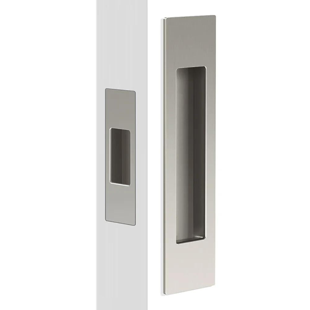 Mardeco Complete Sliding Door Flush Pull Set with End Pull, H190mm x W45mm x D12mm, Face depth 2mm in Satin Nickel