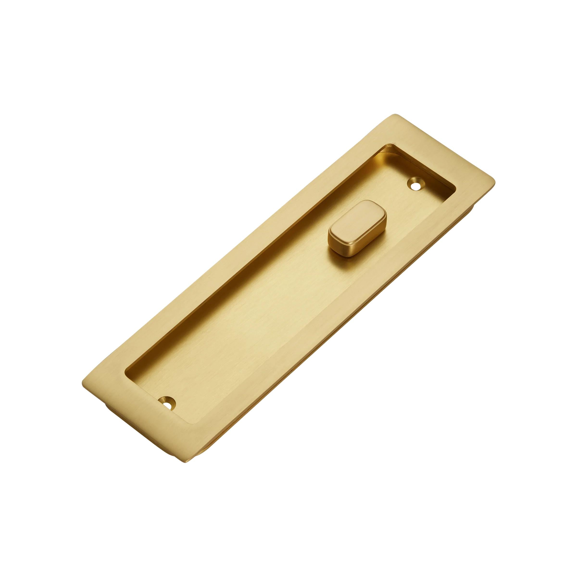 MOMO HANDLES CAVITY SLIDER FLUSH PULL PRIVACY LOCK KIT BRUSHED SATIN BRASS in Brushed Satin Brass