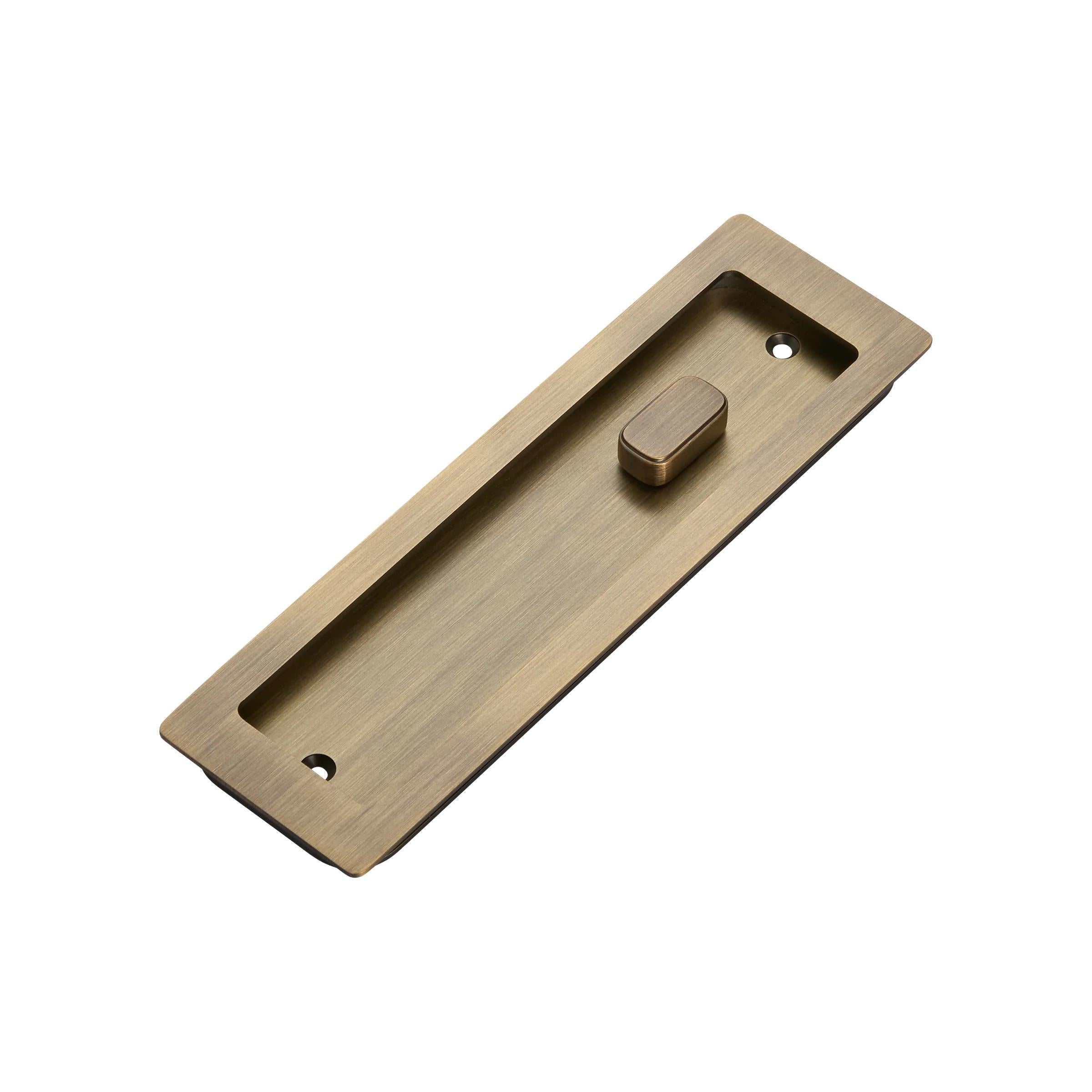 MOMO HANDLES CAVITY SLIDER FLUSH PULL PRIVACY LOCK KIT DARK BRUSHED BRASS in Dark Brushed Brass