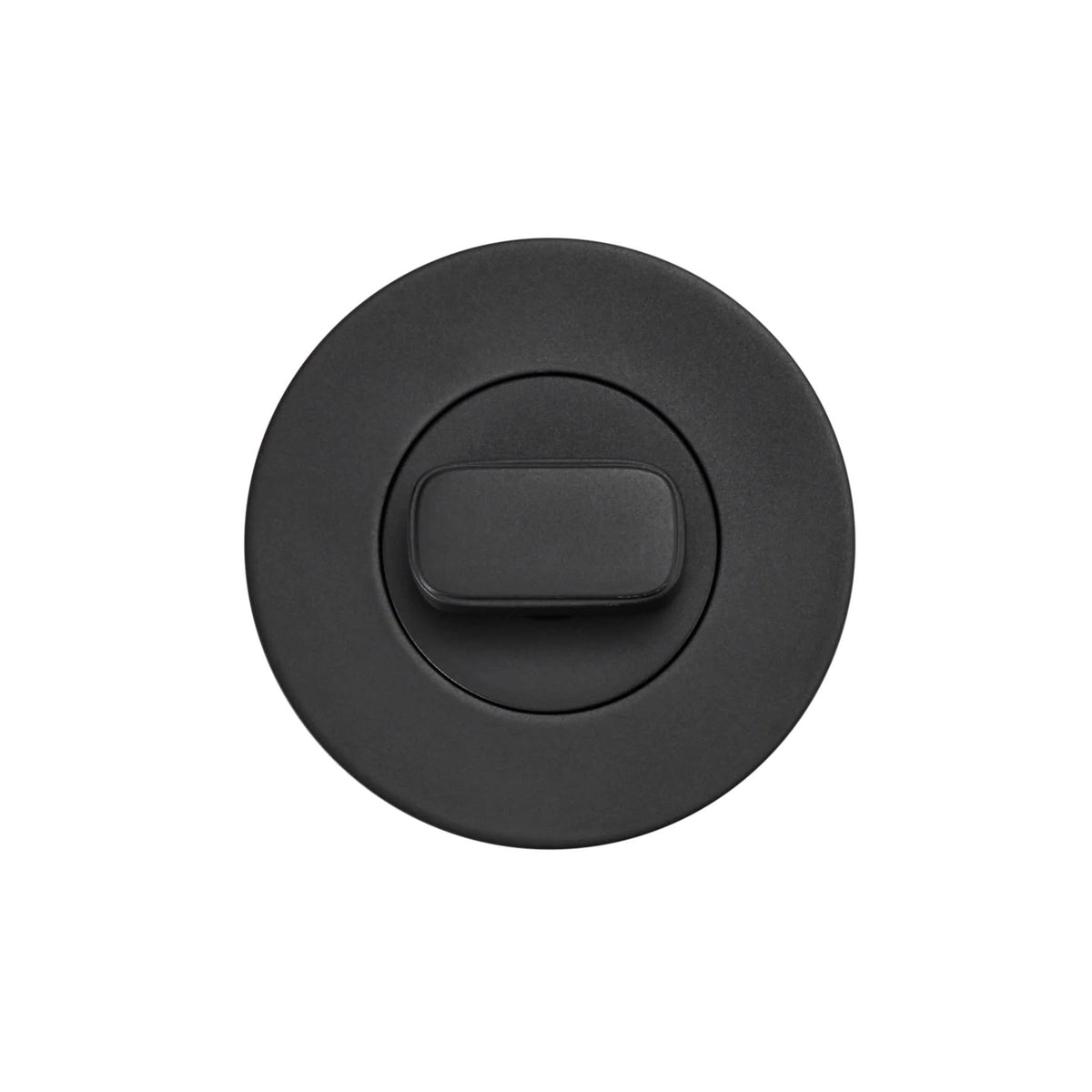Momo Privacy Set architectural hardware with sleek black finish, includes latch and lock mechanism for doors and partitions.