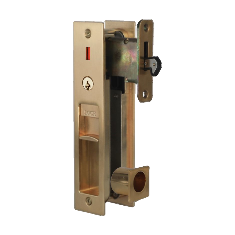 Integrated Flush Pull Sliding Door Entrance Set SB 178x38mm in Satin Brass