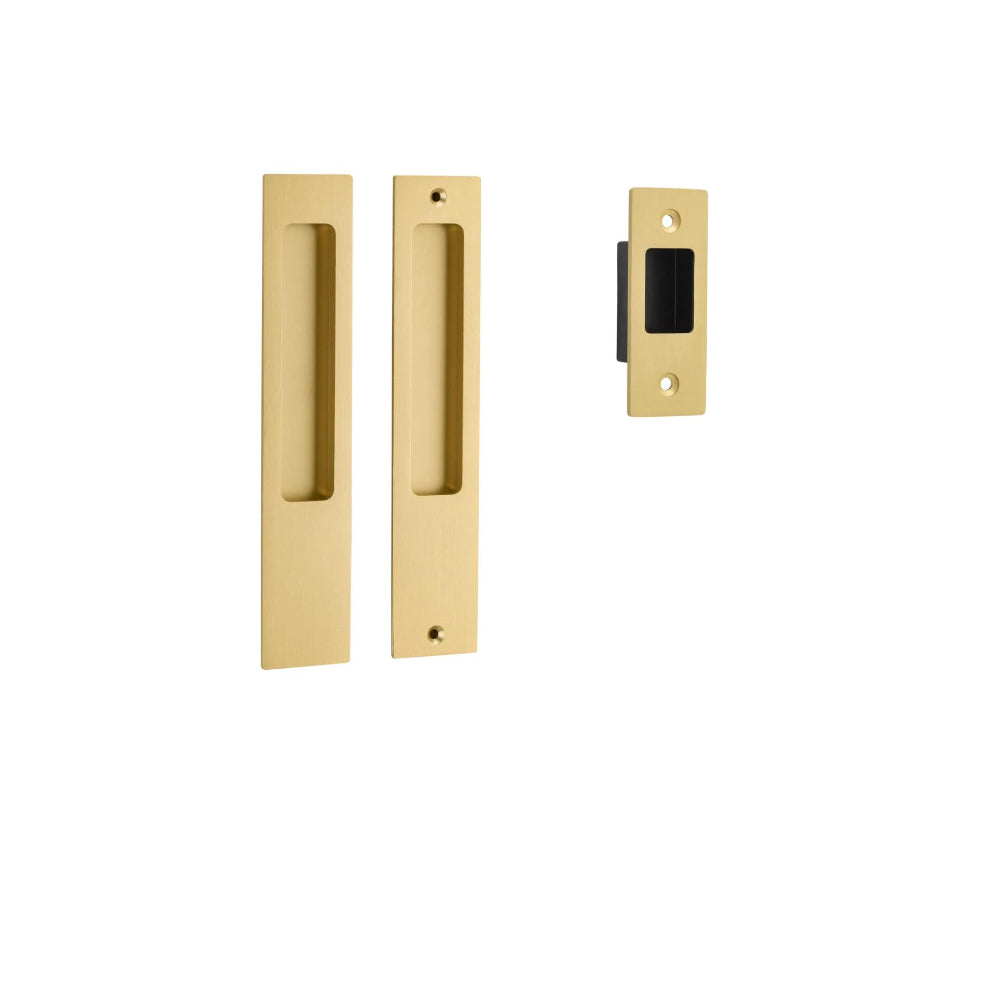 Sliding Door Pull Rectangular Pair Brushed Gold PVD H225xW45xP2.5mm in Brushed Gold PVD