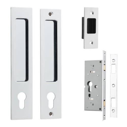 Sliding Door Pull Rectangular Euro Pair Polished Chrome H225xW45xP2.5mm in Polished Chrome