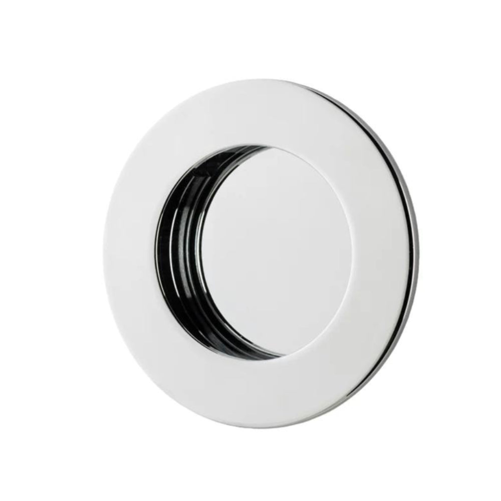 Round Designer Flush Pulls by Iver, sleek architectural hardware with a smooth, modern round finish for furniture or cabinetry.