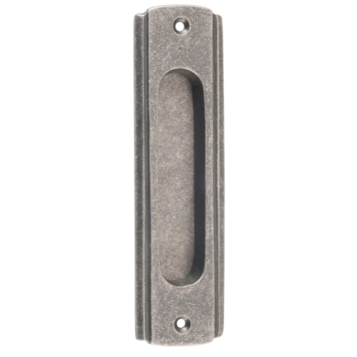 Traditional flush pull handle by Tradco, featuring classic design and smooth finish for cabinet or drawer use.