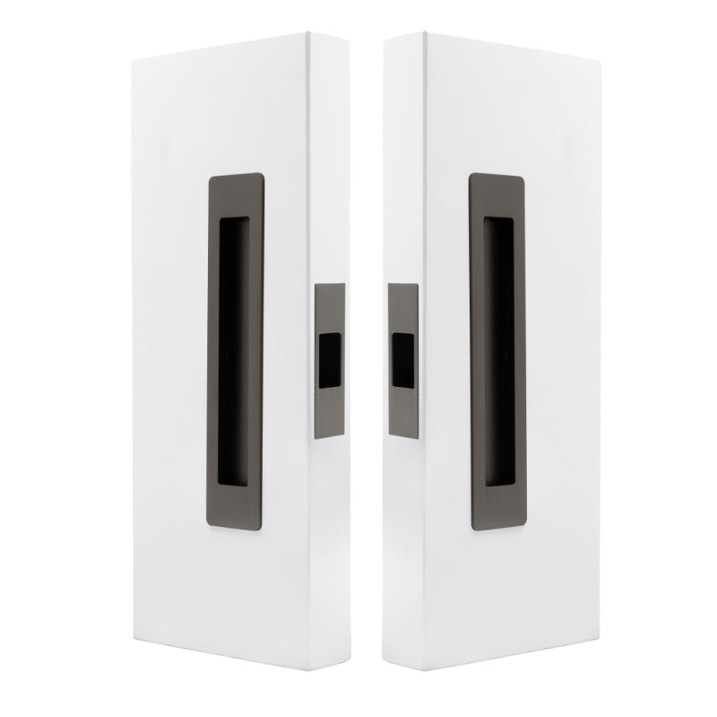 Windsor LUME sliding door flush pull passage set with green finish, modern design, suitable for interior sliding doors.
