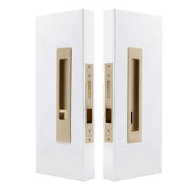 LUME - Privacy Set - 35mm Doors - Integrated - Snib/Release - 200mm in Unlacquered Satin Brass