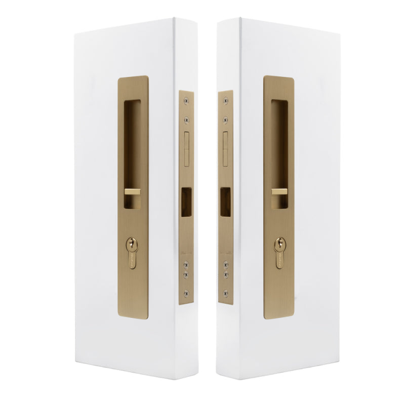 LUME - Locking Set - Key/Key - Integrated - 250mm - 38-42mm Doors in Matt Satin Brass