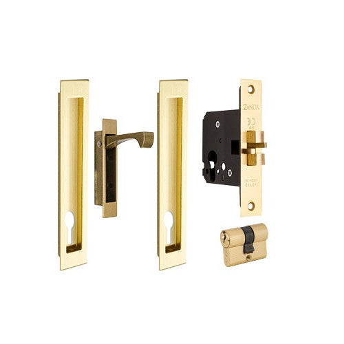 Verve Sliding Door Lock Kit, 200 x 37mm in Satin Brass