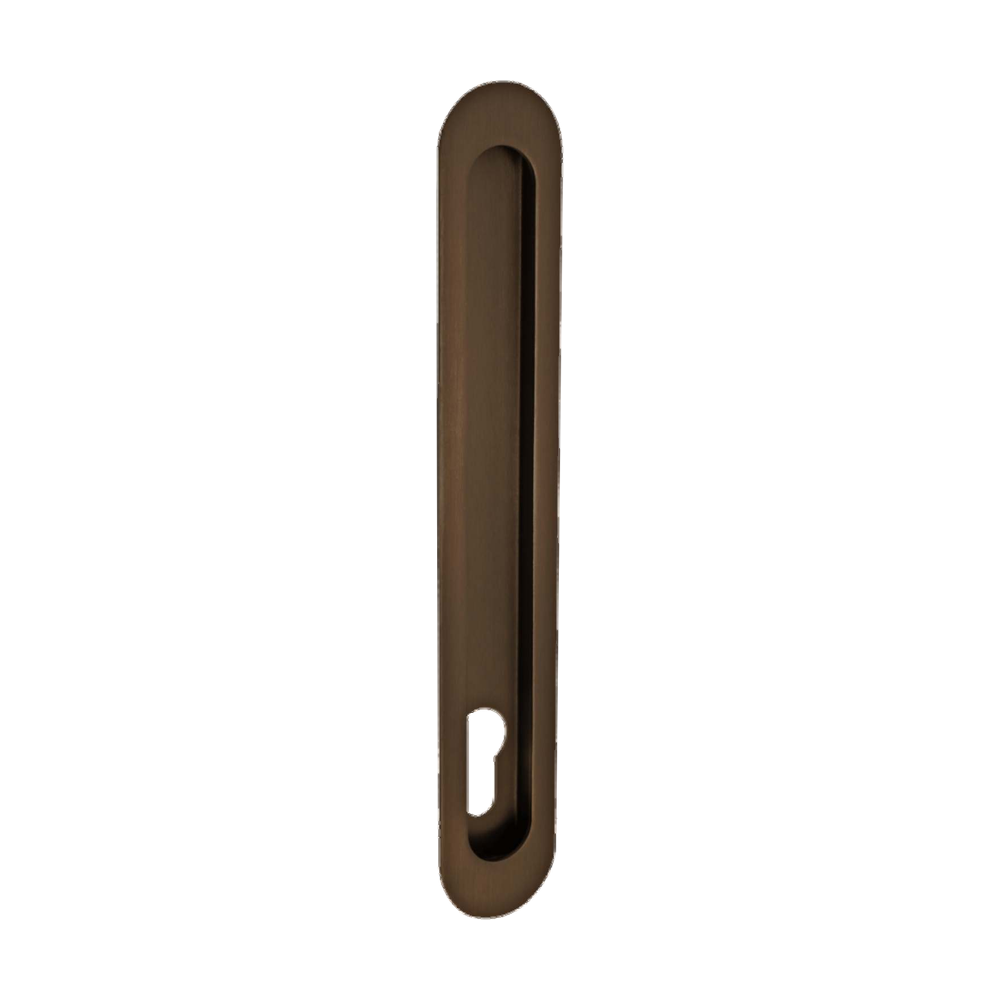Duke Flush Pull 250mm x 40mm Concealed Fix - With Euro Hole in Ember Bronze