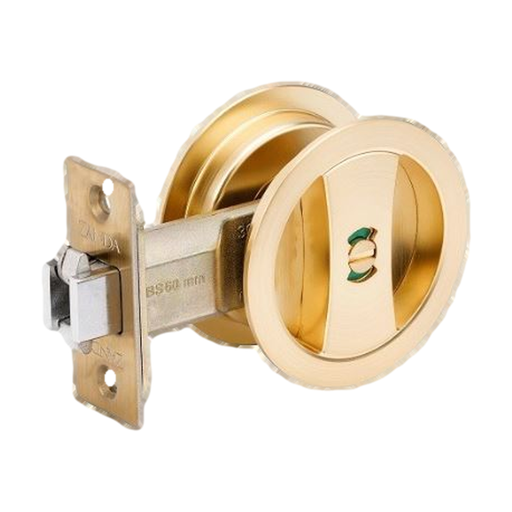 Round Cavity Sliding Privacy Set in Satin Brass