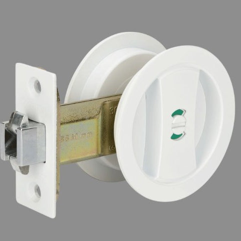 Round Cavity Sliding Privacy Set in White
