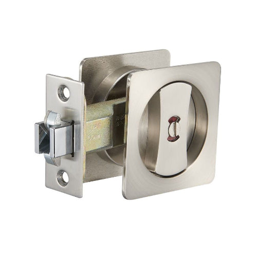 Square Cavity Sliding Privacy Set in Brushed Nickel