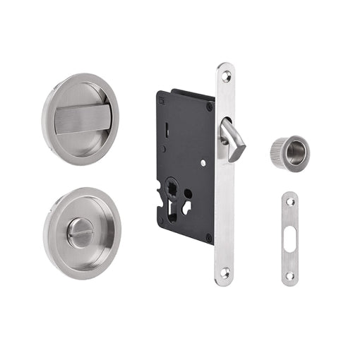 Privacy Flush Pull Set in Brushed Nickel