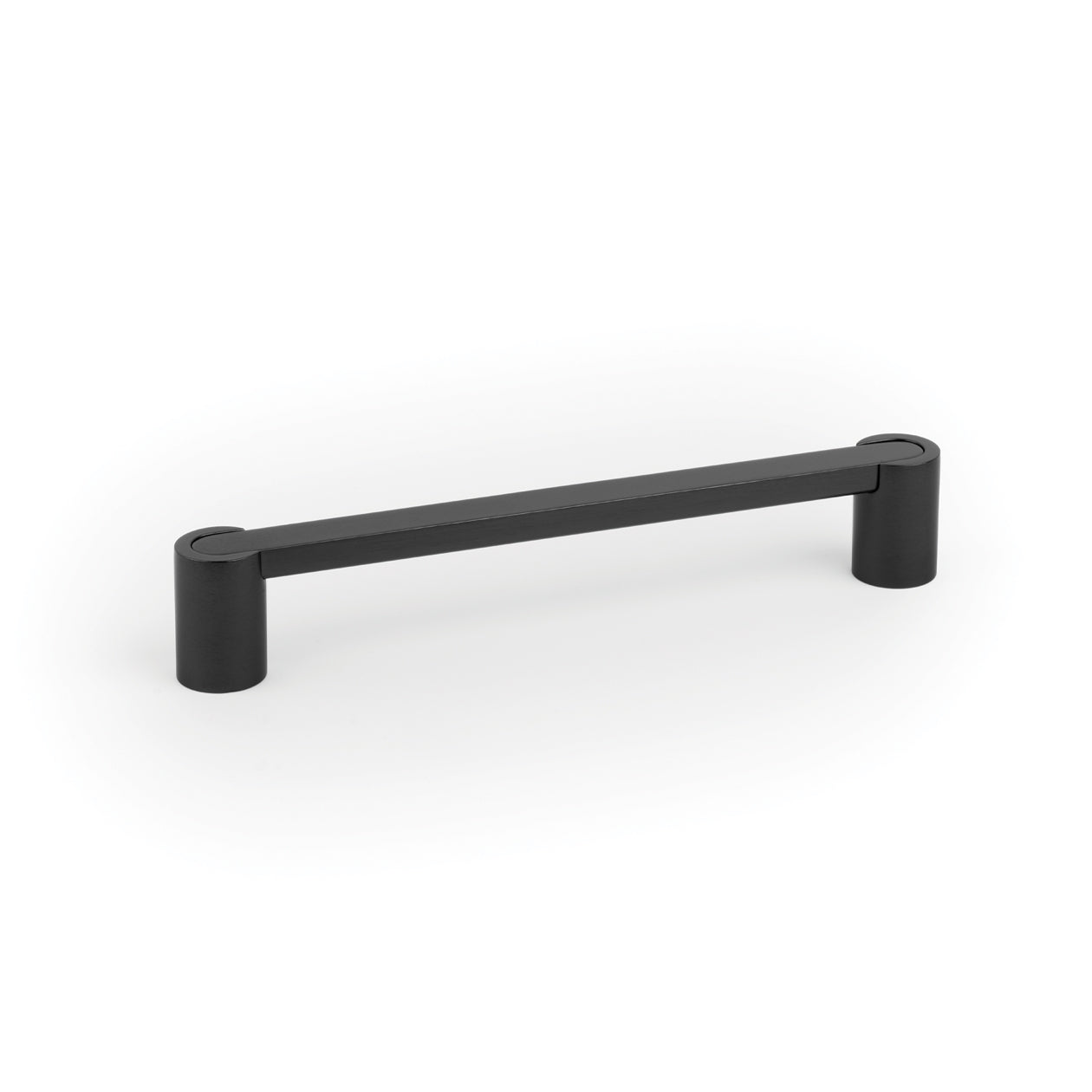Momo FUSION cabinet pull handle in matte black finish, sleek modern design for kitchen or bathroom cabinetry.