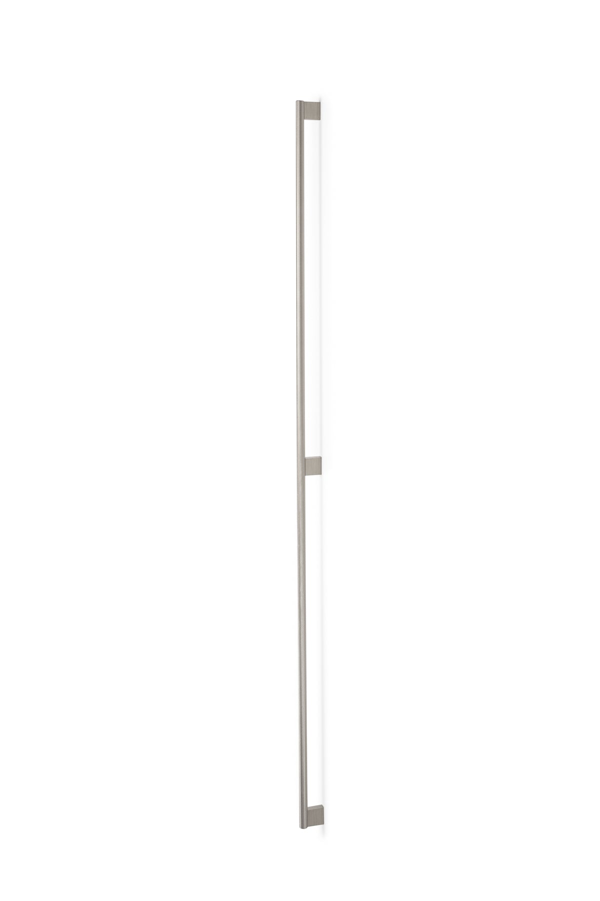 Momo GRAF knurled cabinet pull handle with a sleek, textured design in dark brushed finish, mounted on a cabinet door.