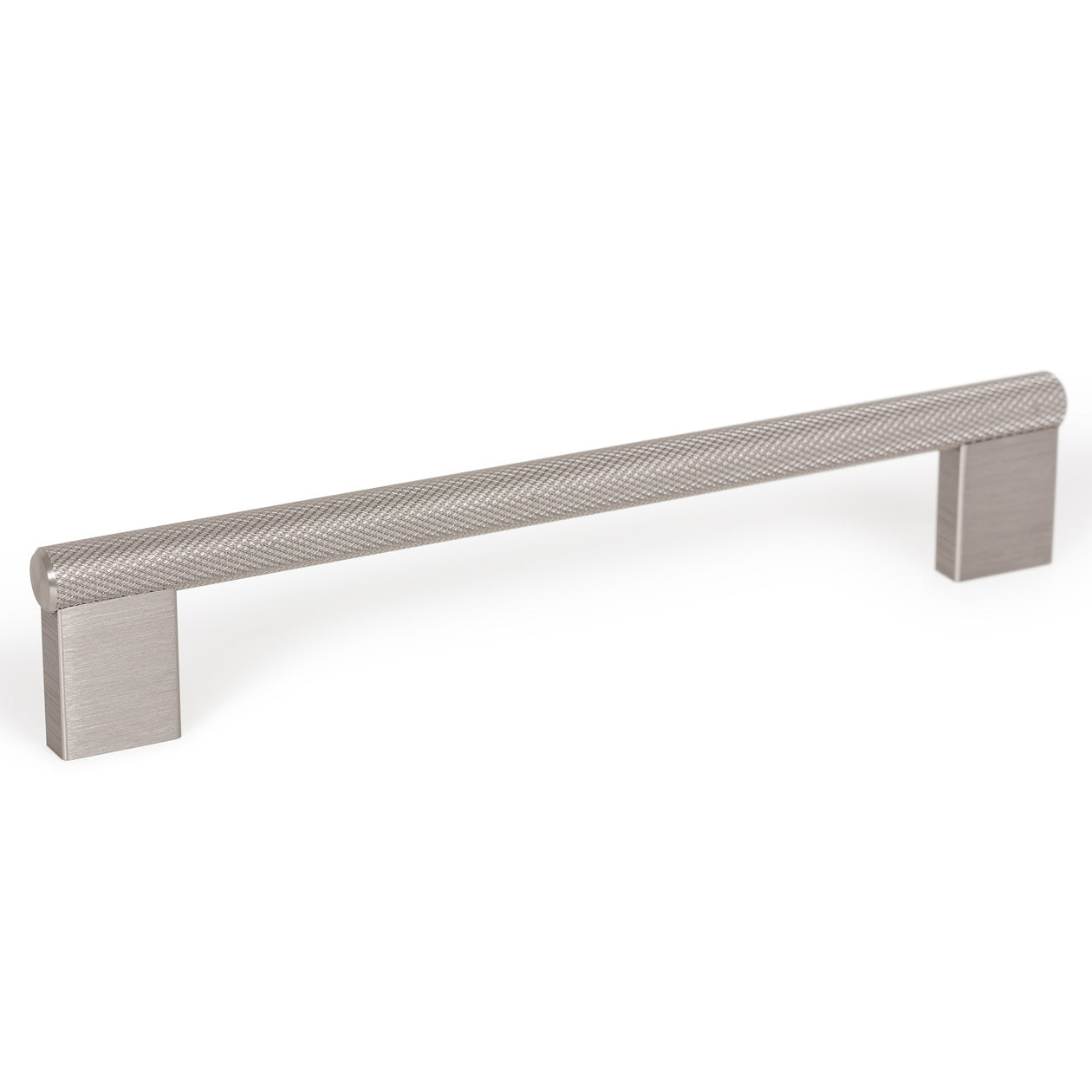 Momo GRAF knurled cabinet pull handle in dark bronze finish mounted on a cabinet door.