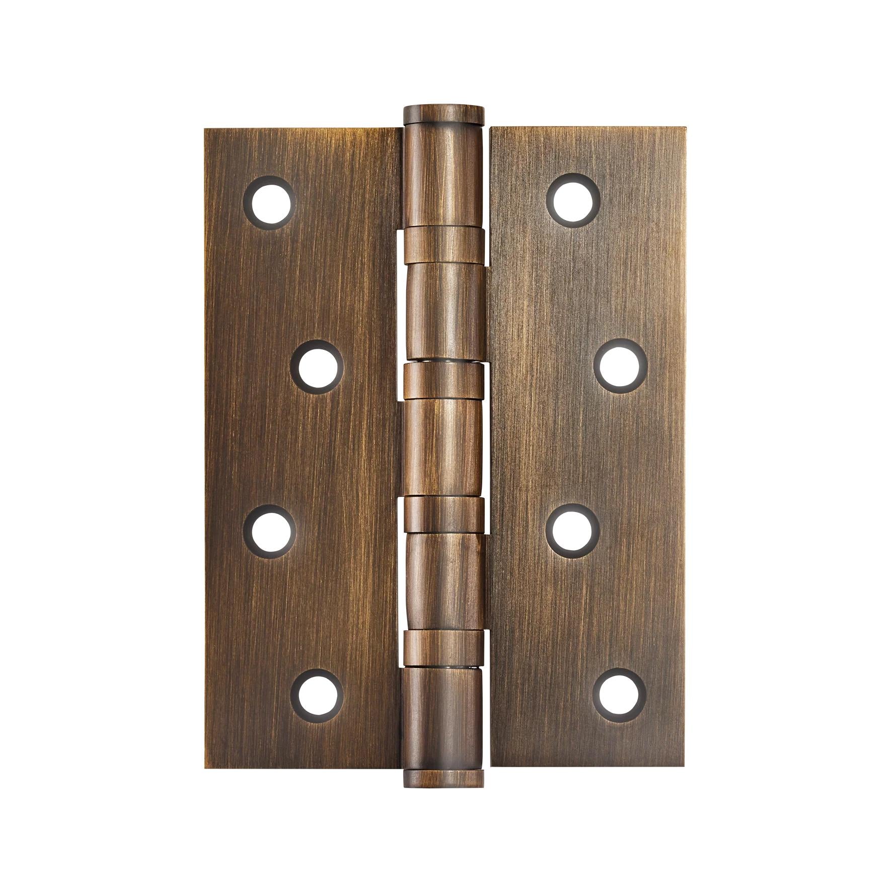 Momo fixed pin hinge measuring 100mm by 76mm, showing a sturdy metal hinge with fixed pin and mounting holes.