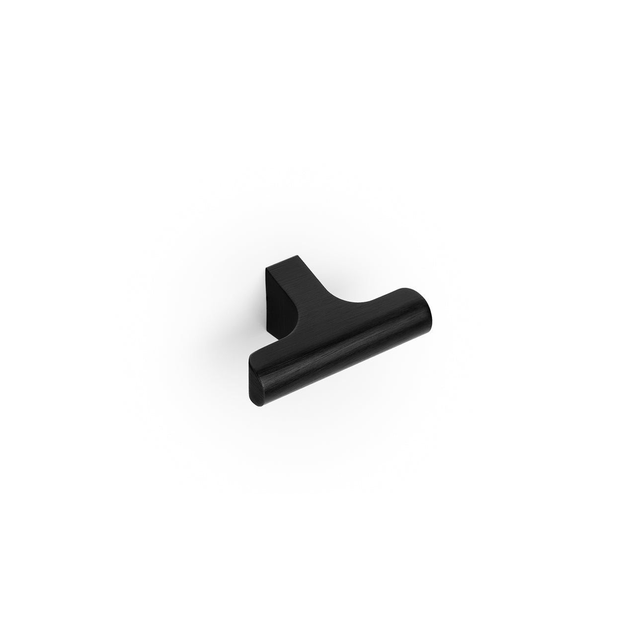 Momo HINOKI Cabinet T-Pull handle in dark brown wood with a sleek, modern design for furniture doors and drawers.