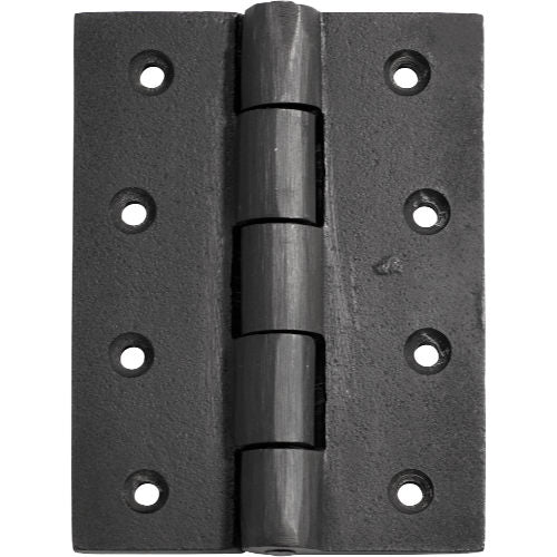 Tradco fixed pin cast iron hinge showing its durable, black cast iron construction with a traditional design for doors or gates.