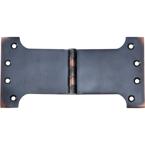 Tradco Shutter Parliament Hinge showing brass finish and detailed hinge mechanism for window shutters.