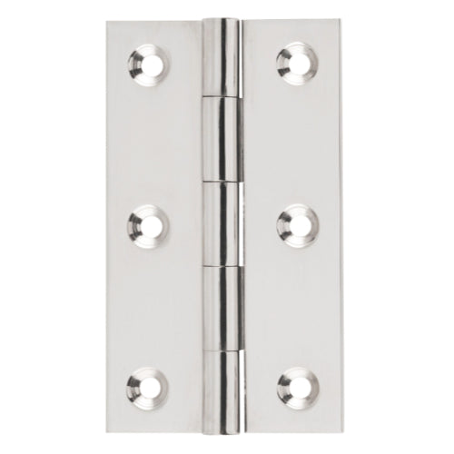Hinge Fixed Pin Polished Nickel H89xW50xT2.5mm in Polished Nickel