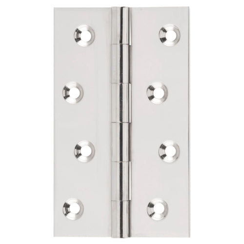 Hinge Fixed Pin Polished Nickel H100xW60xT2.5mm in Polished Nickel